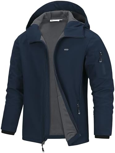 Chaqueta Softshell con capucha para hombre de 33,000 pies, impermeable, ligera, aislante, cortavientos, chaqueta impermeable con forro polar