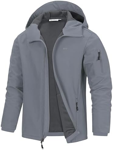 Chaqueta Softshell con capucha para hombre de 33,000 pies, impermeable, ligera, aislante, cortavientos, chaqueta impermeable con forro polar