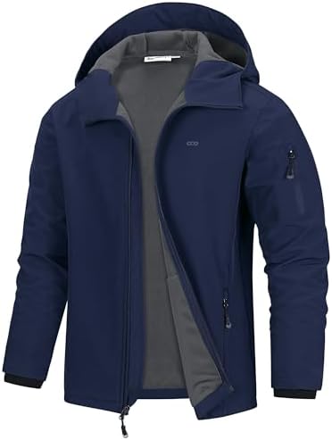 Chaqueta Softshell con capucha para hombre de 33,000 pies, impermeable, ligera, aislante, cortavientos, chaqueta impermeable con forro polar