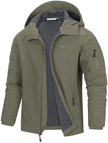 Chaqueta Softshell con capucha para hombre de 33,000 pies, impermeable, ligera, aislante, cortavientos, chaqueta impermeable con forro polar