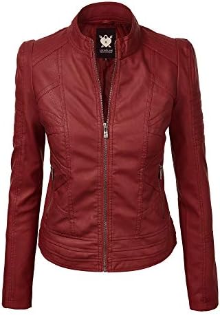 Lock and Love Chaqueta de piel sintética con capucha extraíble para mujer