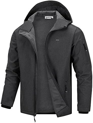 Chaqueta Softshell con capucha para hombre de 33,000 pies, impermeable, ligera, aislante, cortavientos, chaqueta impermeable con forro polar