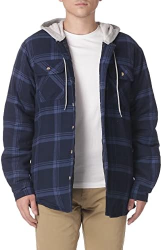 Wrangler Authentics Chaqueta de franela con forro acolchado de manga larga para hombre con capucha