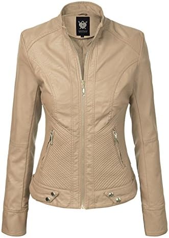 Lock and Love Chaqueta de piel sintética con capucha extraíble para mujer