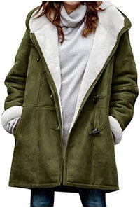 Thumbnail for JEGULV Abrigos de invierno para mujer, tallas grandes, cálido Sherpa, chaquetas con forro grueso, informal, con botones, color sólido, ropa de abrigo con bolsillos