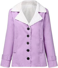 Thumbnail for JEGULV Abrigos de invierno para mujer, tallas grandes, cálido Sherpa, chaquetas con forro grueso, informal, con botones, color sólido, ropa de abrigo con bolsillos