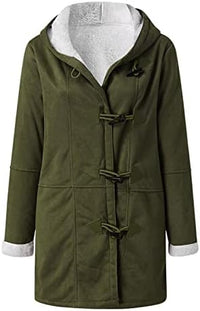 Thumbnail for JEGULV Abrigos de invierno para mujer, tallas grandes, cálido Sherpa, chaquetas con forro grueso, informal, con botones, color sólido, ropa de abrigo con bolsillos