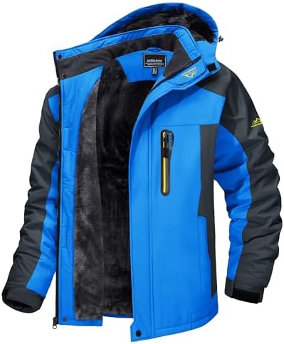 TACVASEN - Chaquetas de esquí para hombre, impermeables, resistentes al viento, senderismo, snowboard, forro polar, con capucha