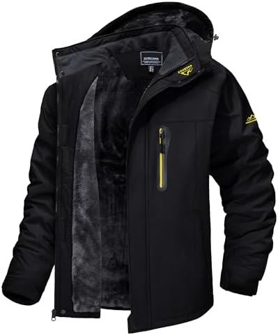 TACVASEN - Chaquetas de esquí para hombre, impermeables, resistentes al viento, senderismo, snowboard, forro polar, con capucha