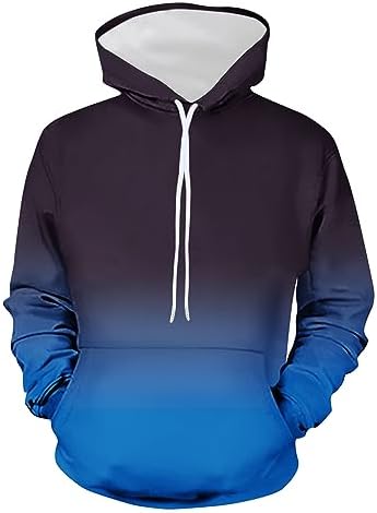 DOLKFU Sudaderas con capucha para hombre con estampado gráfico degradado con capucha y cordón de manga larga casual sudaderas con bolsillo