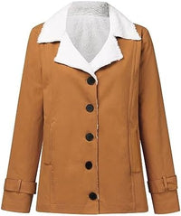 Thumbnail for JEGULV Abrigos de invierno para mujer, tallas grandes, cálido Sherpa, chaquetas con forro grueso, informal, con botones, color sólido, ropa de abrigo con bolsillos
