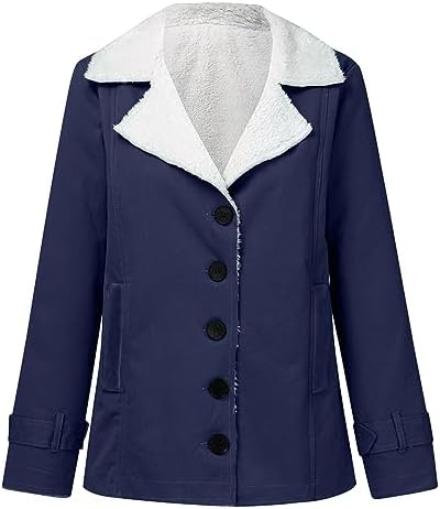 JEGULV Abrigos de invierno para mujer, tallas grandes, cálido Sherpa, chaquetas con forro grueso, informal, con botones, color sólido, ropa de abrigo con bolsillos