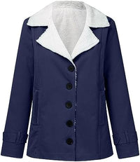 Thumbnail for JEGULV Abrigos de invierno para mujer, tallas grandes, cálido Sherpa, chaquetas con forro grueso, informal, con botones, color sólido, ropa de abrigo con bolsillos