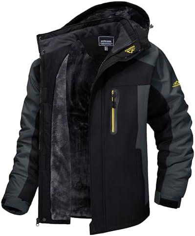 TACVASEN - Chaquetas de esquí para hombre, impermeables, resistentes al viento, senderismo, snowboard, forro polar, con capucha