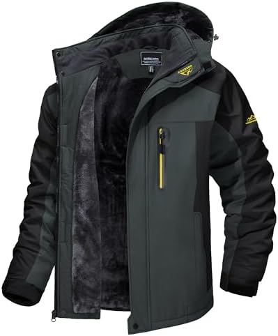 TACVASEN - Chaquetas de esquí para hombre, impermeables, resistentes al viento, senderismo, snowboard, forro polar, con capucha