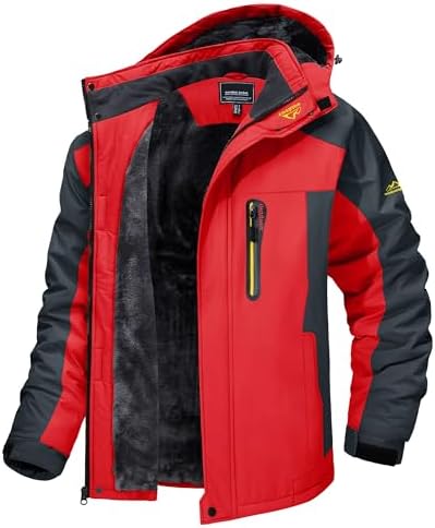 TACVASEN - Chaquetas de esquí para hombre, impermeables, resistentes al viento, senderismo, snowboard, forro polar, con capucha