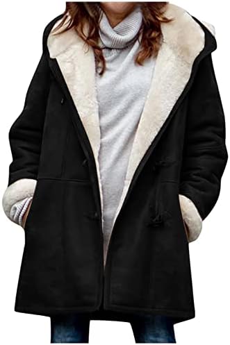 JEGULV Abrigos de invierno para mujer, tallas grandes, cálido Sherpa, chaquetas con forro grueso, informal, con botones, color sólido, ropa de abrigo con bolsillos