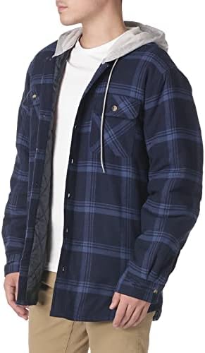 Wrangler Authentics Chaqueta de franela con forro acolchado de manga larga para hombre con capucha