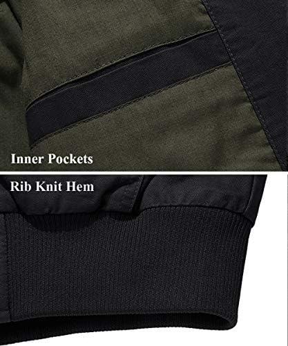 EKLENTSON Chaquetas militares de algodón ligero con múltiples bolsillos con cremallera frontal y cuello alto para hombre