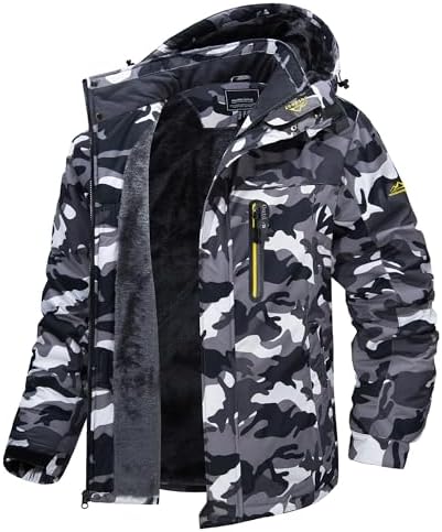 TACVASEN - Chaquetas de esquí para hombre, impermeables, resistentes al viento, senderismo, snowboard, forro polar, con capucha