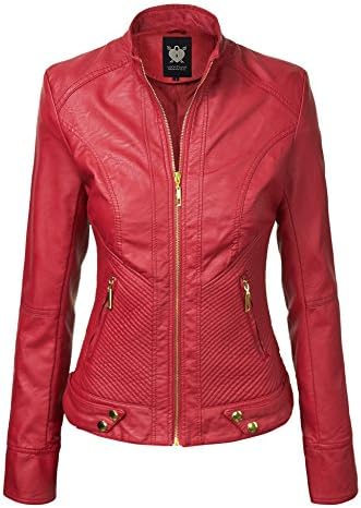 Lock and Love Chaqueta de piel sintética con capucha extraíble para mujer