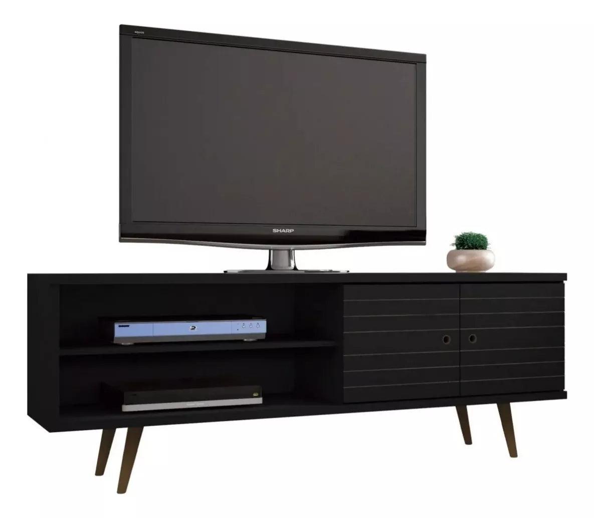 Rack Mesa De Tv 60 Hasta 160 Cm Aparador Vintage Retro Onix Color Negro - Tienda Universo