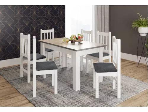 Juego Comedor Madera 6 Sillas Tapizadas LG Amoblamientos Color Canela Diseño de la tela de las sillas Liso - Tienda Universo