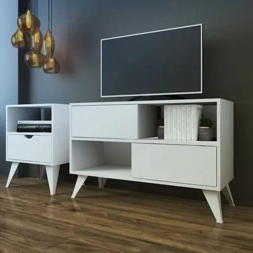 Mueble Rack Para Tv Hasta 42 Con Puertas Y Estantes Color Blanco Rumba - Tienda Universo