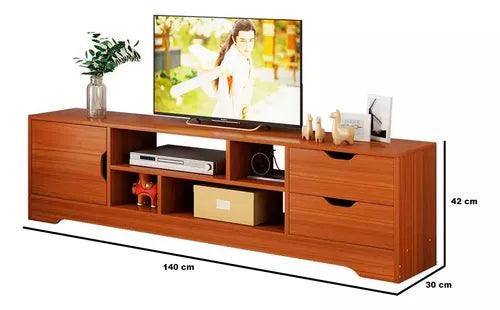 Rack Tv Madera Mdf 3 Cajones 140 Cm Color Caoba Circuit - Tienda Universo