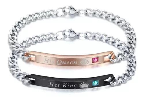 Pulseras Para Pareja Su Rey Y Su Reina En Acero Quirúrgico - #𝑼𝑺𝒉𝒐𝒑