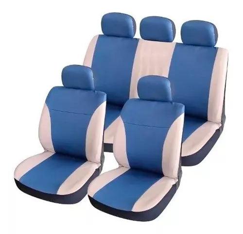 Juego Cubre Asiento Auto Camionetas. Beige/azul 5 Cabeceras - Tienda Universo