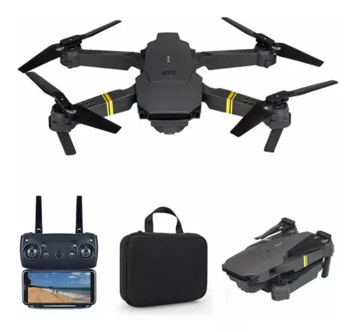 Dron E58 Wifi Fpv Mini Cámara Profesional Color Negro