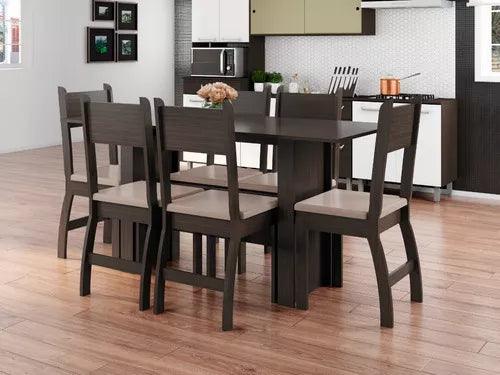 Juego De Comedor Mesa + 6 Sillas Madera MDF - Tienda Universo