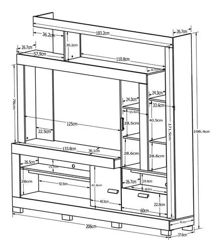 Modular Rack Panel Aparador Cristalero Tv Hasta 55 - Tienda Universo