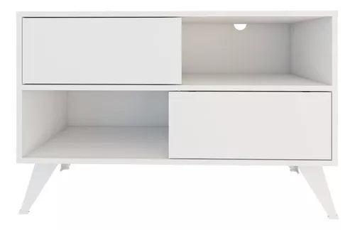 Mueble Rack Para Tv Hasta 42 Con Puertas Y Estantes Color Blanco Rumba - Tienda Universo