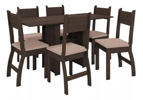 Juego De Comedor Mesa + 6 Sillas Madera MDF - Tienda Universo