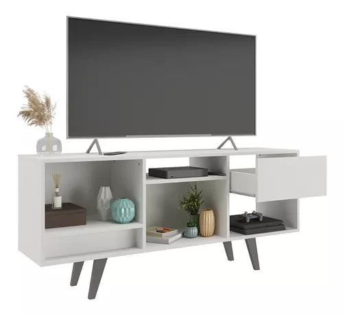 Rack Bajo Para Tv Con Cajón Hasta 42" Color Blanco - Tienda Universo