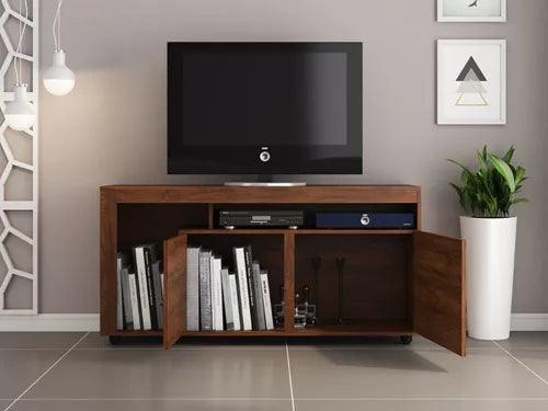 Rack Tv Living Hasta 43" Estantes 1 Puerta Estantes Color Imbuia - Tienda Universo