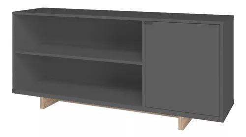 Rack Modular P/tv 50' Audio C/ Puerta Estilo Nordico / Eames Color Gris Oscuro - Tienda Universo