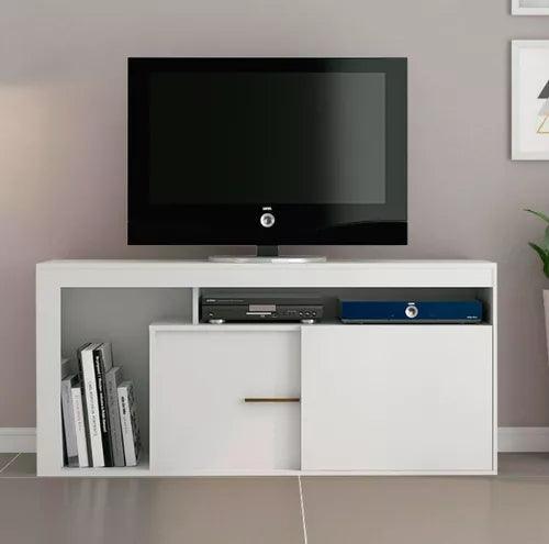 Rack Tv Living Hasta 43" Estantes 1 Puerta Estantes Color Blanco - Tienda Universo