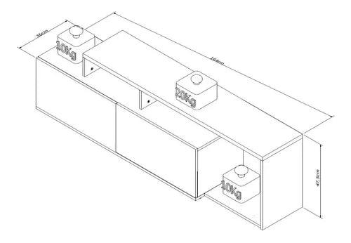 Rack Modular P/tv 50' C/puertas Y Nicho Estilo Nordico/eames - Tienda Universo