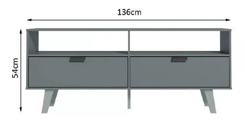 Rack Para Tv 2 Puertas Modular Led Lcd Mesa Living Rak Color Gris Oscuro - Tienda Universo