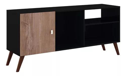 Rack Tv Linea Retro Mesa De Living 1 Puerta Negro - Tienda Universo