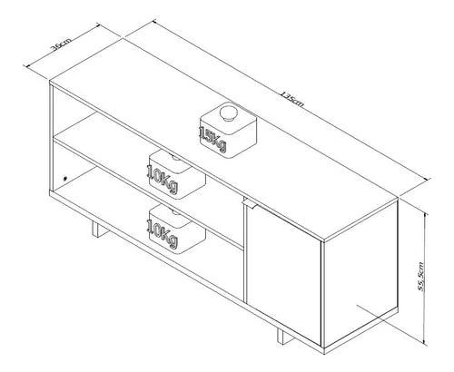 Rack Modular P/tv 50' Audio C/ Puerta Estilo Nordico / Eames - Tienda Universo