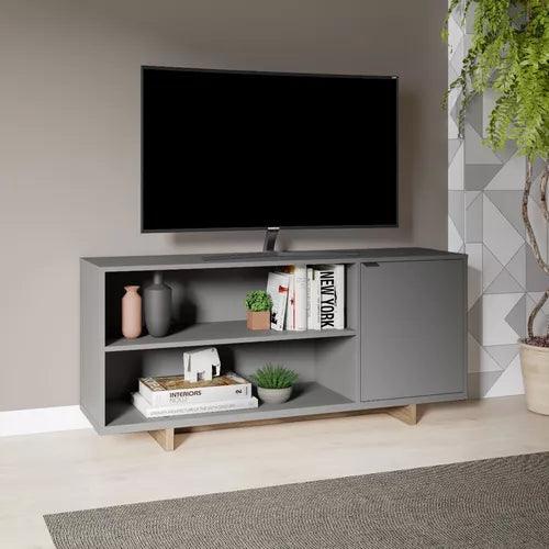 Rack Modular P/tv 50' Audio C/ Puerta Estilo Nordico / Eames Color Gris Oscuro - Tienda Universo