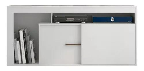 Rack Tv Living Hasta 43" Estantes 1 Puerta Estantes Color Blanco - Tienda Universo