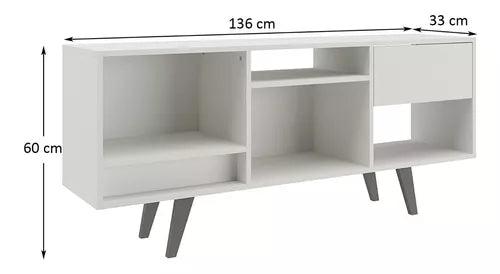 Rack Bajo Para Tv Con Cajón Hasta 42" Color Blanco - Tienda Universo