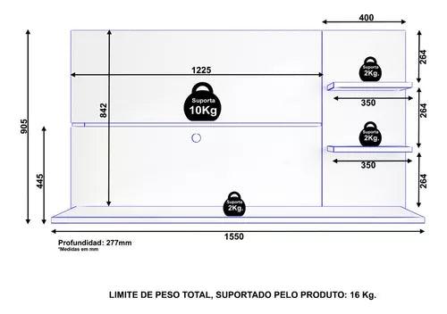 Panel Rack Para Tv Hasta 49" Con Repisas Color Jacarandá - Tienda Universo