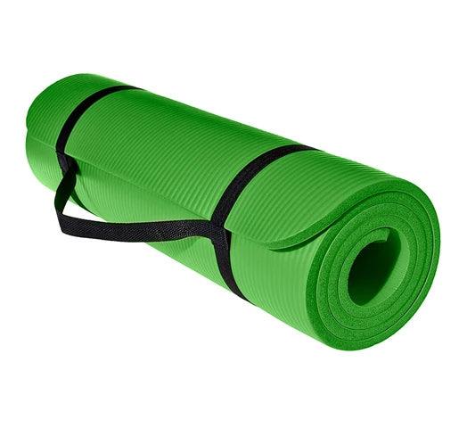 Alfombra Mat de Yoga 1cm Espesor con Superficie Antideslizante + Cinta de Transporte - Verde - #𝑼𝑺𝒉𝒐𝒑