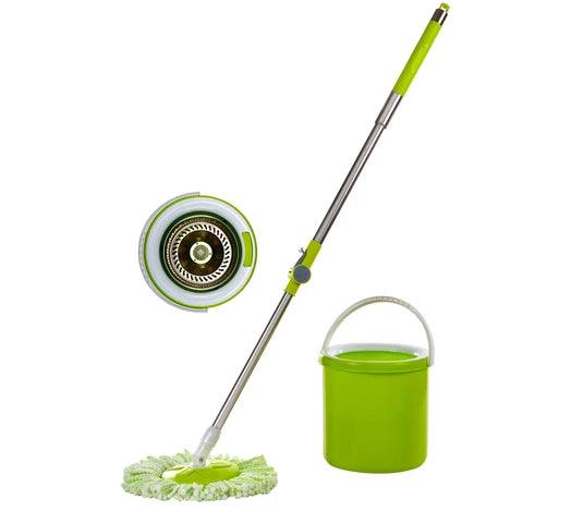 Mopa con Balde Centrifugador Rotating Sprite Compacto Cesto de Acero Seca Enjuaga Centrifuga + Mopa Extra de REGALO - Verde - Tienda Universo